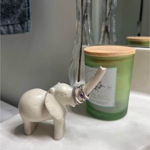 Marble Elephant Ring Holder